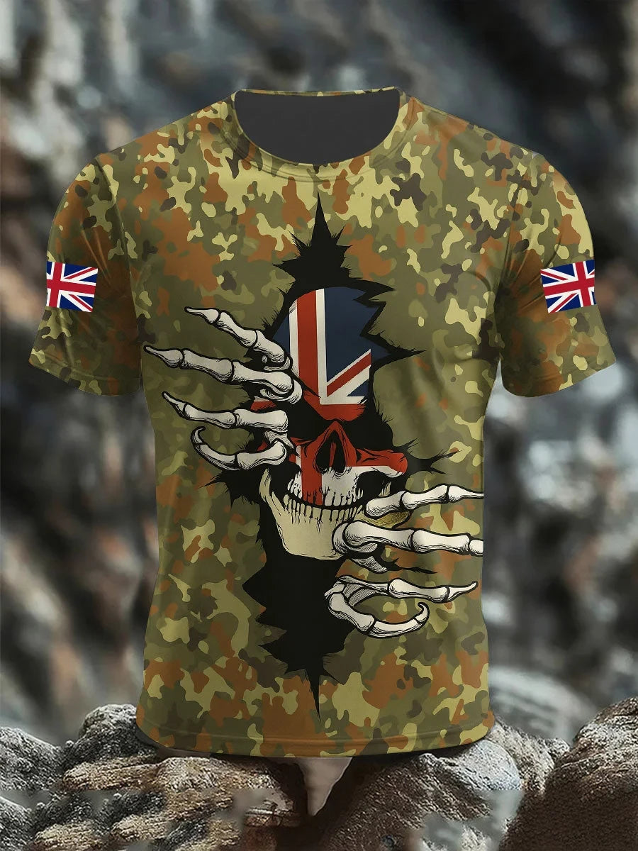 Skull Camouflage T-Shirt Veteran Service Tribute Apparel Gift For Brothers - Foxy23shop