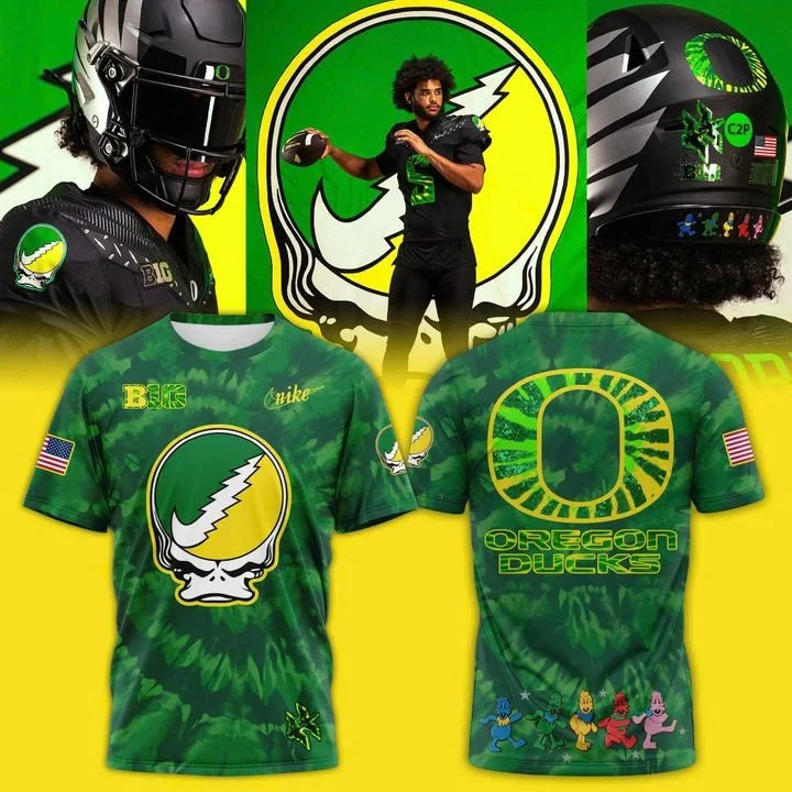 Oregon Ducks x Grateful Dead Merch Grateful Ducks T-Shirt Presents For Rock Fans - Foxy23shop