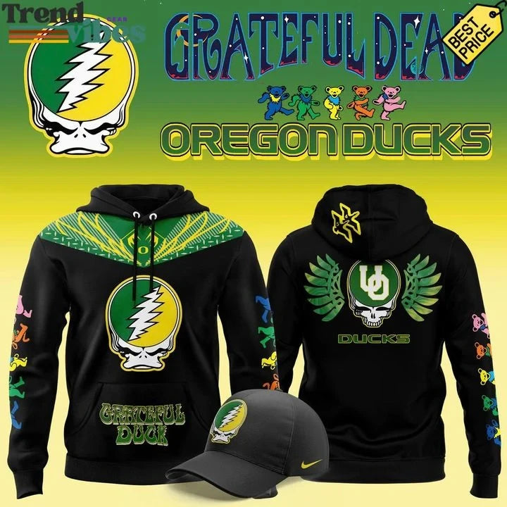 Oregon Ducks x Grateful Dead Merch Grateful Ducks Hoodie Great Gifts For Fans - Foxy23shop