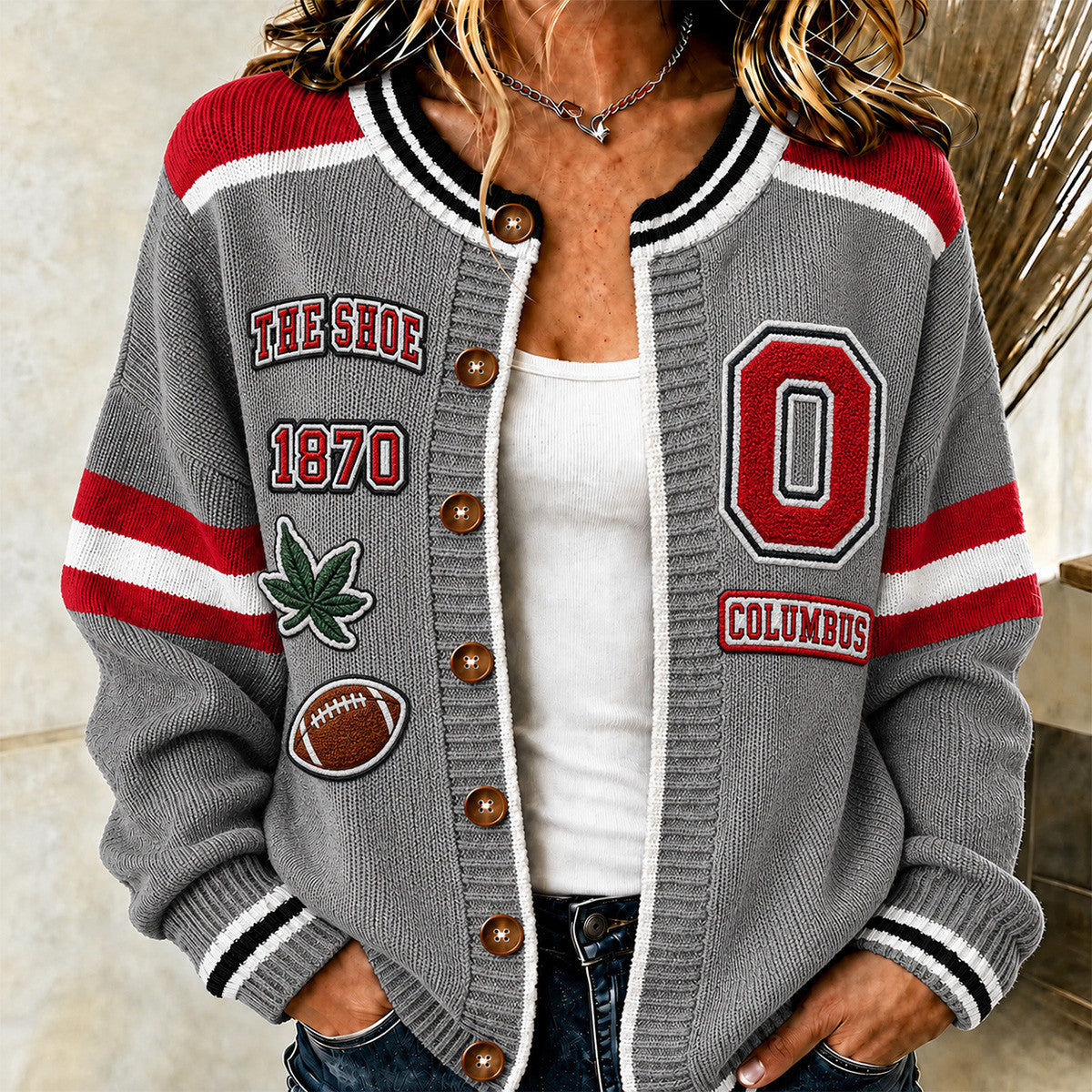 Ohio State Buckeyes Merch 2026 NCAA The Shoe 1870 Cardigan Ohio State Buckeyes Clothing - Foxy23shop