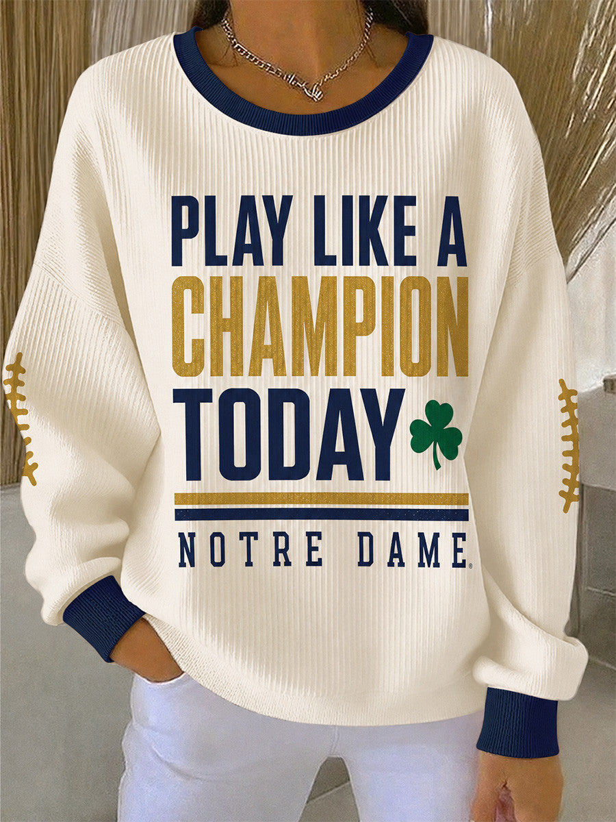 Notre Dame Fighting Irish Merch Play Like A Champion Today Sweatshirt Football Fan Gifts - Foxy23shop