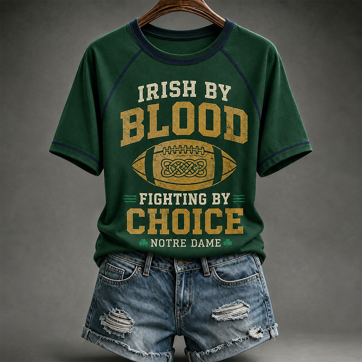 Notre Dame Fighting Irish By Blood By Choice T-Shirt Gifts For Football Fans - Foxy23shop