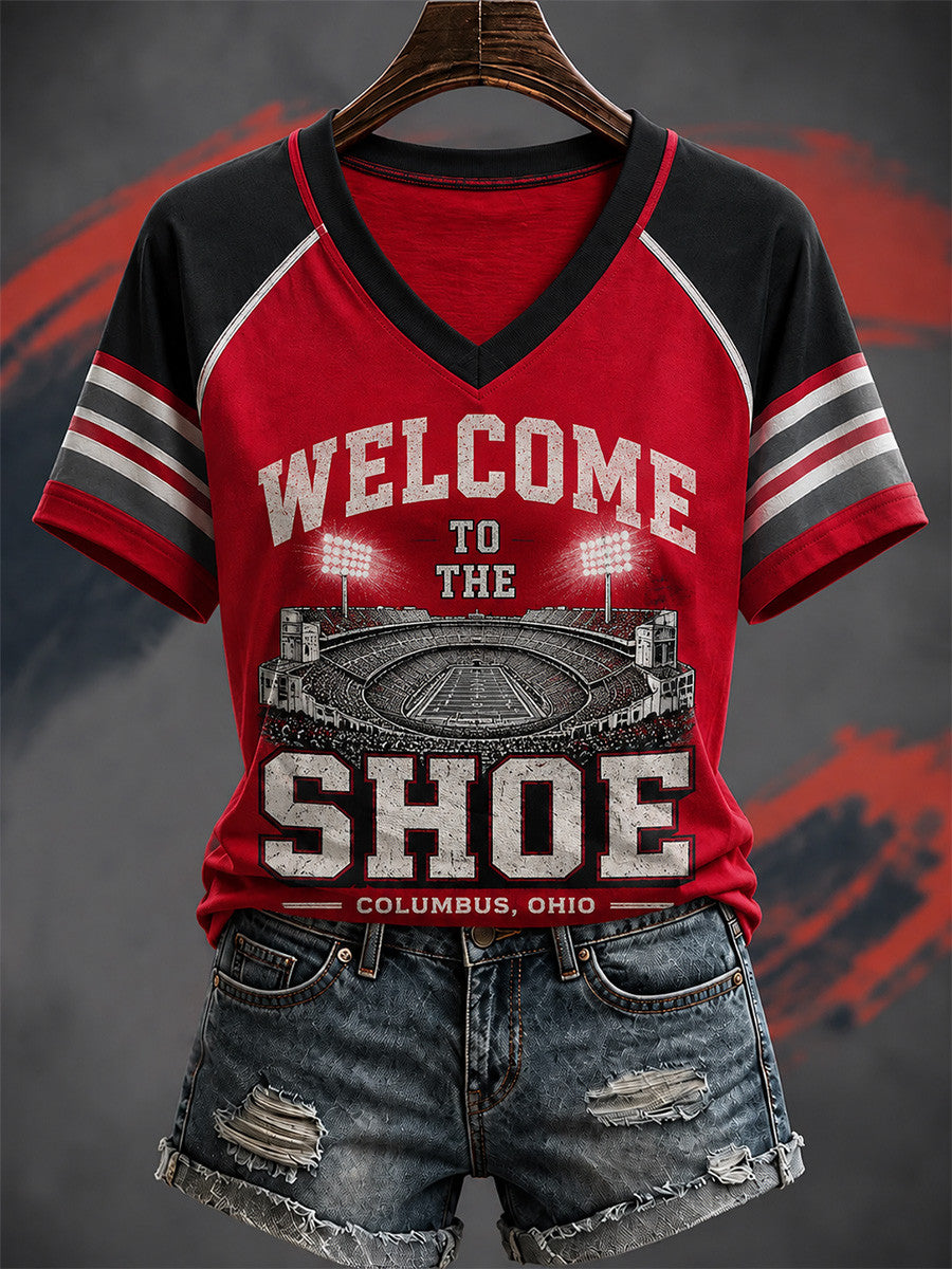 Ohio State Buckeyes Merch 2026 NCAA Welcome To Shoe V-Neck Shirt Gifts For Fans - Foxy23shop