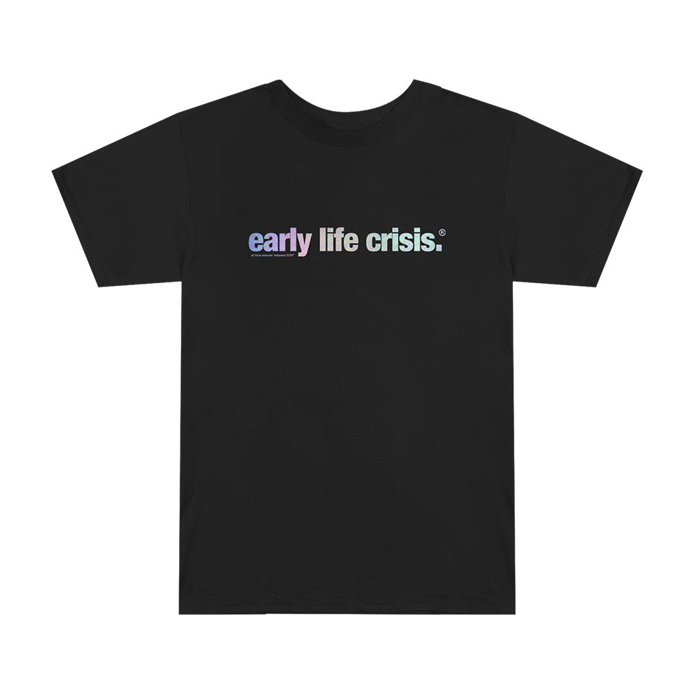 Nettspend Early Life Crisis Merch Black Holographic T-Shirt Gifts Ideas For Rap Fans - Foxy23shop