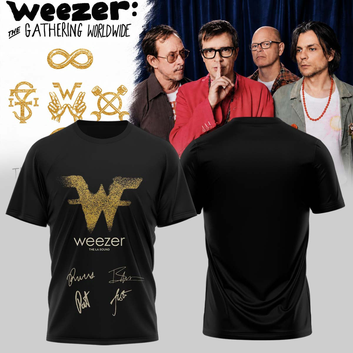 Weezer Merch Pinkerton Starry Night Tour Signature T-Shirt Best Fans Gifts - Foxy23shop