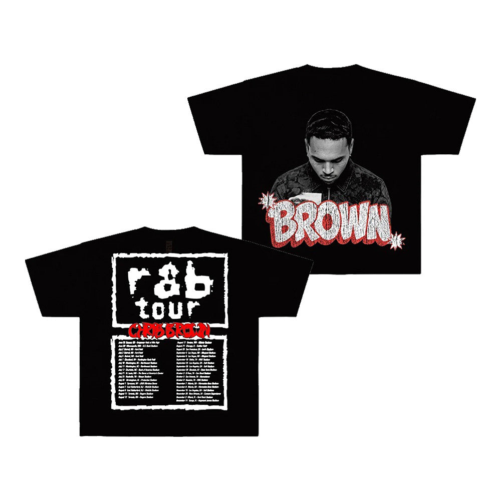 Chris Brown R&B Tour Black T-Shirt R B Tour Merch Presents For Fans - Foxy23shop