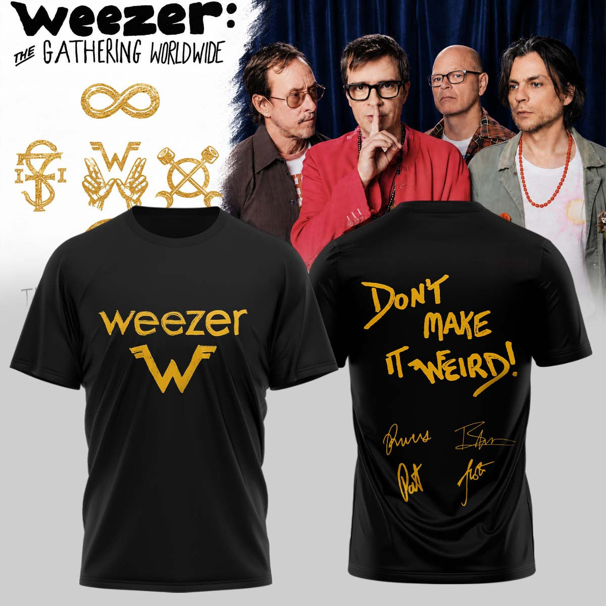 Weezer Merch The Gathering Worldwide Tour Signature Shirt Gifts For Rock Fans - Foxy23shop
