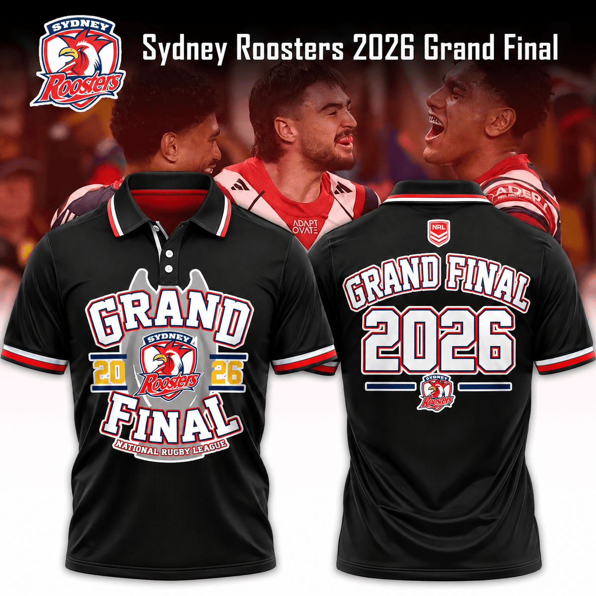 Sydney Roosters 2026 Grand Final Polo Shirt Sydney Roosters Apparel Fan Gifts - Foxy23shop