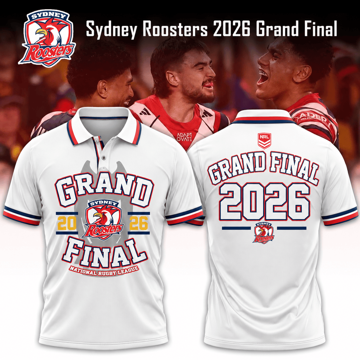 Sydney Roosters 2026 Grand Final Polo Shirt Sydney Roosters Merch Fan Gear - Foxy23shop