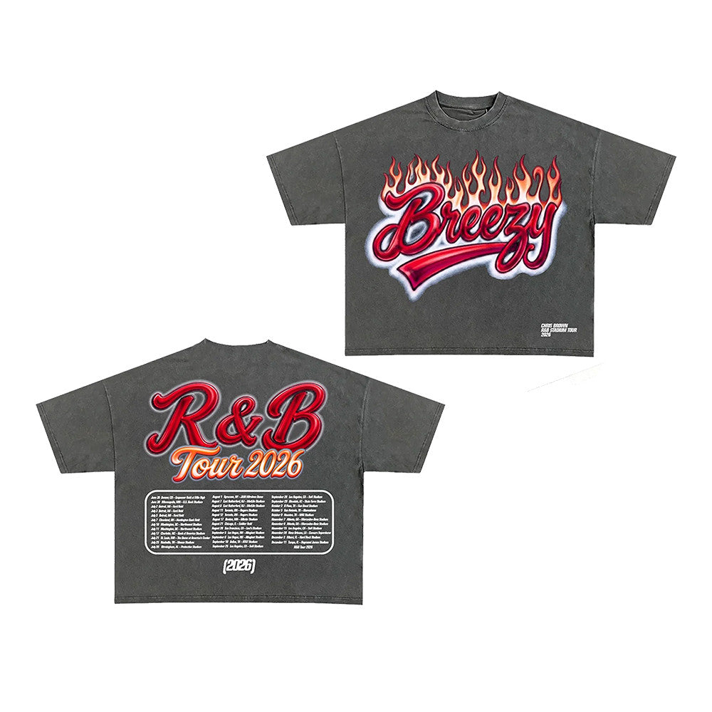 Breezy R&B Tour Vintage Charcoal T-Shirt R B Tour Merch Gifts For Boyfriend - Foxy23shop