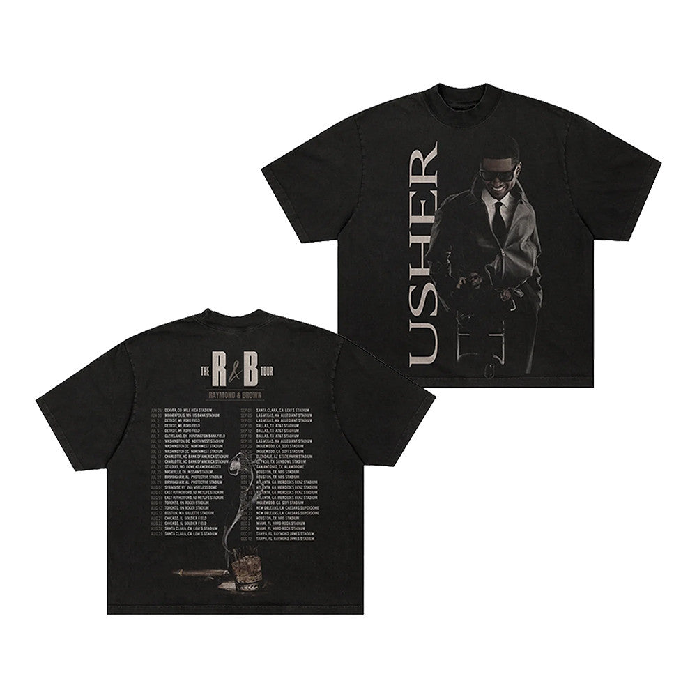 Usher Raymond R&B Tour Photo T-Shirt R B Tour Clothing Gifts For Music Lover - Foxy23shop