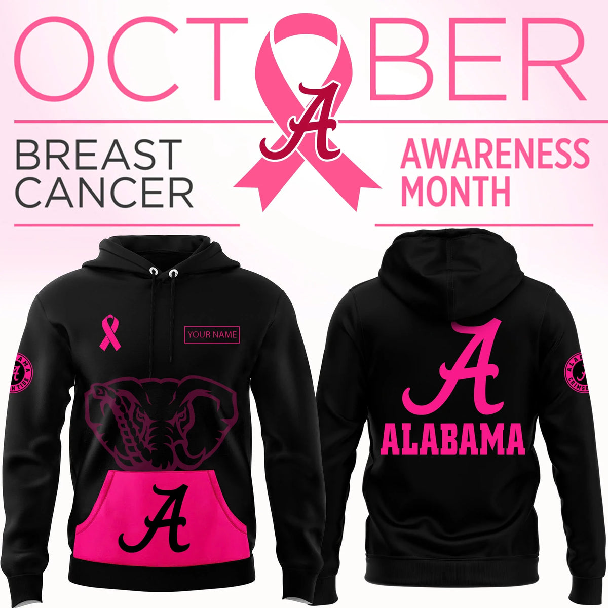 Custom Alabama Crimson Tide X Breast Cancer Awareness Hoodie Football Fan Gifts - Foxy23shop