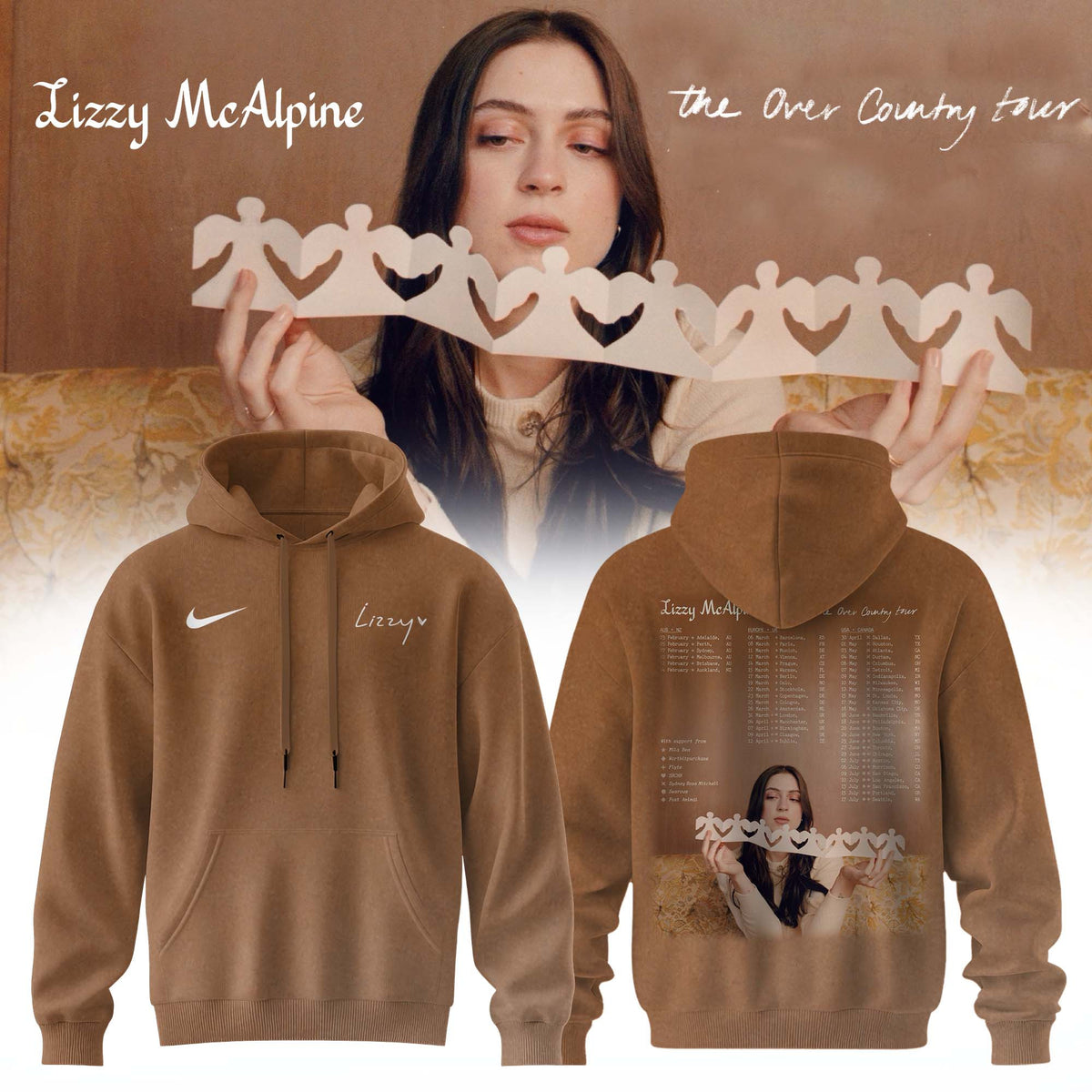 Lizzy McAlpine Merch The Over Country Tour 2026 Hoodie Music Lover Gift Idea - Foxy23shop