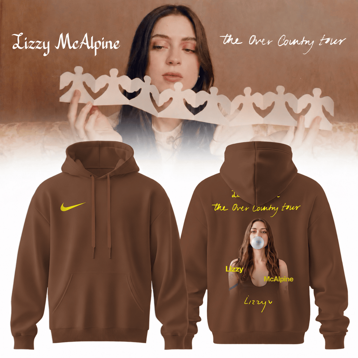 Lizzy McAlpine Merch The Over Country Tour 2026 Signature Hoodie Music Lover Gifts - Foxy23shop