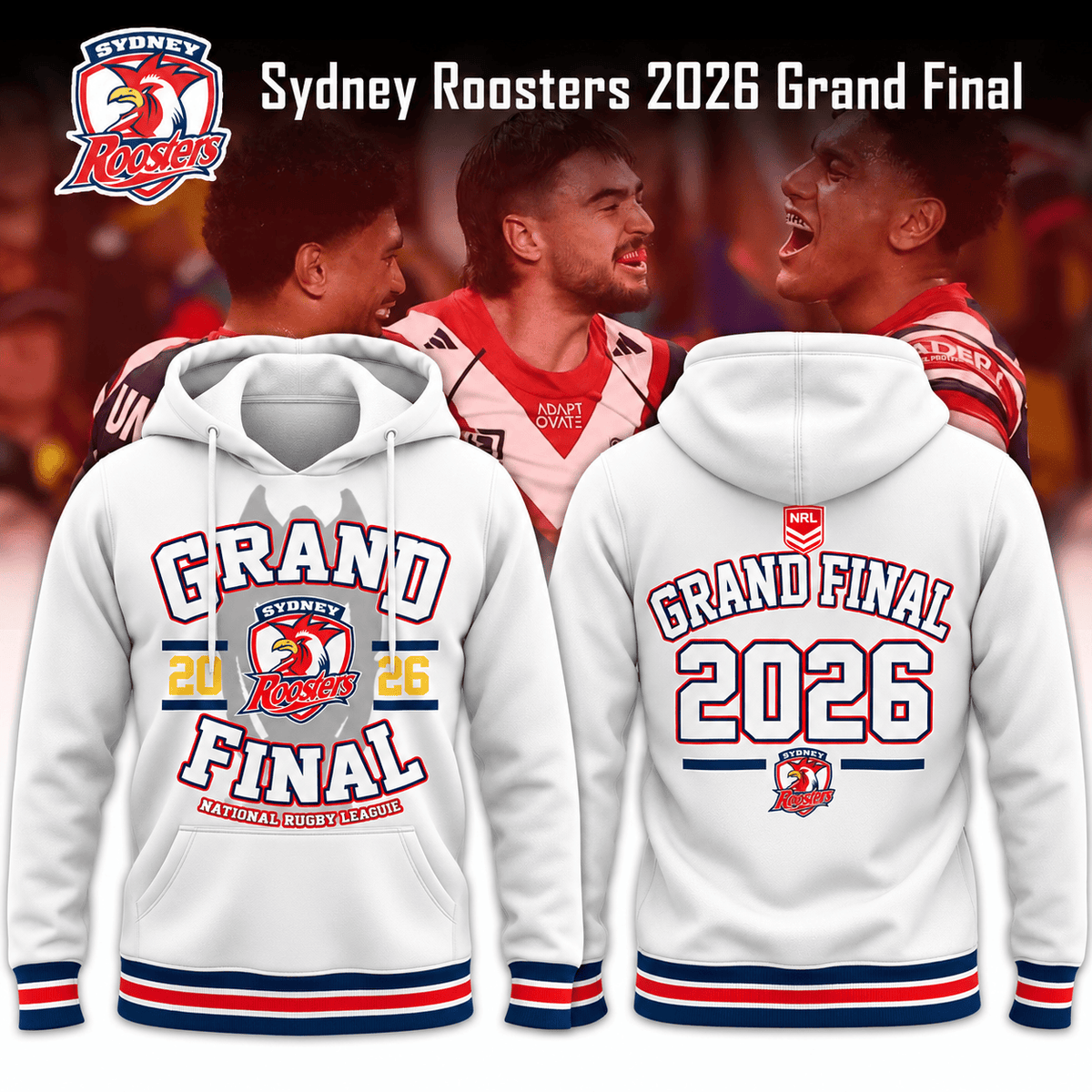 Sydney Roosters Merch 2026 Grand Final Hoodie Sydney Roosters Fan Gear - Foxy23shop