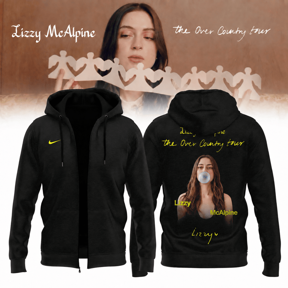 Lizzy McAlpine Merch The Over Country Tour 2026 Zip Hoodie Best Gifts For Lizzy McAlpine Lovers - Foxy23shop