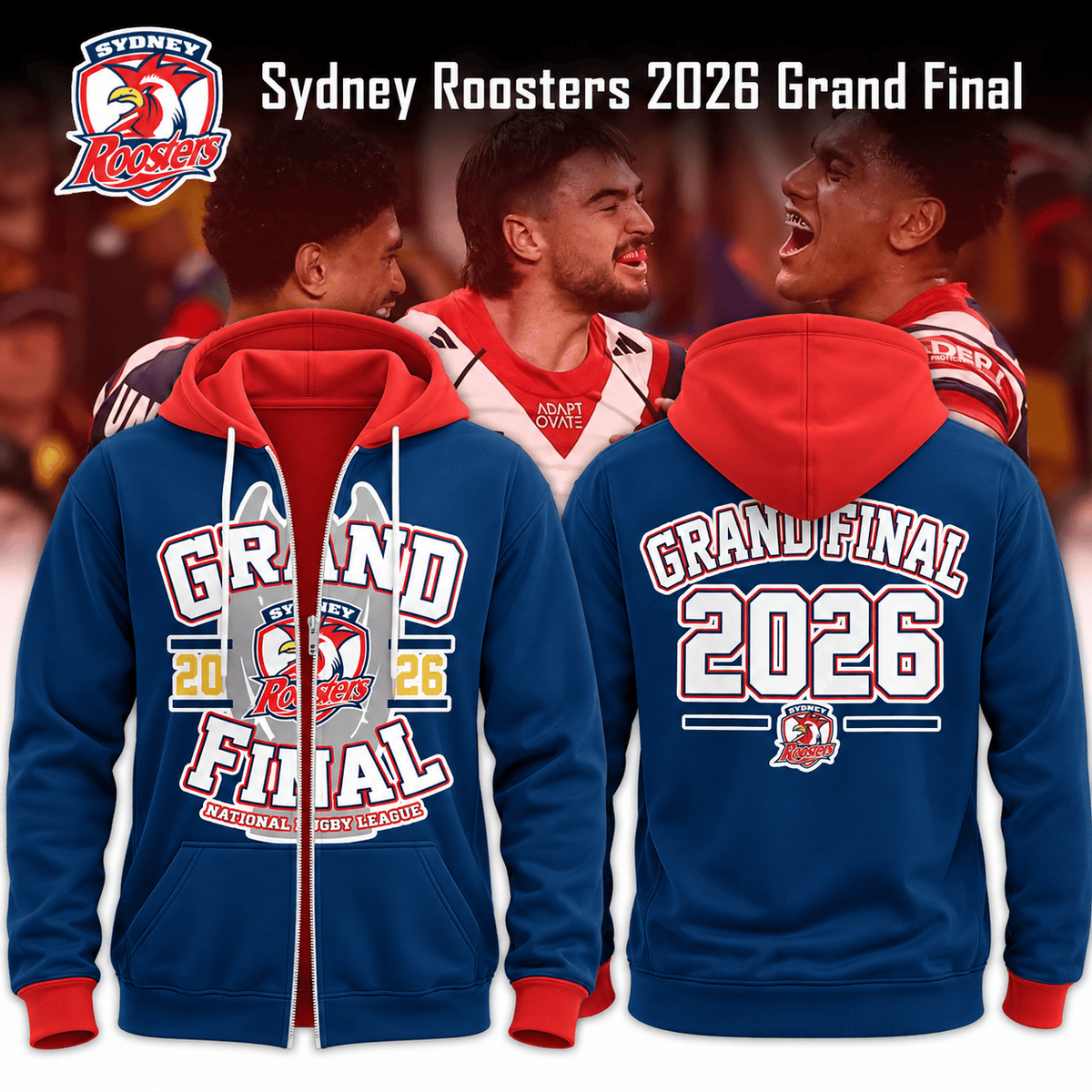 Sydney Roosters Merch 2026 Grand Final Zip Hoodie Gifts For Sydney Roosters Fans - Foxy23shop