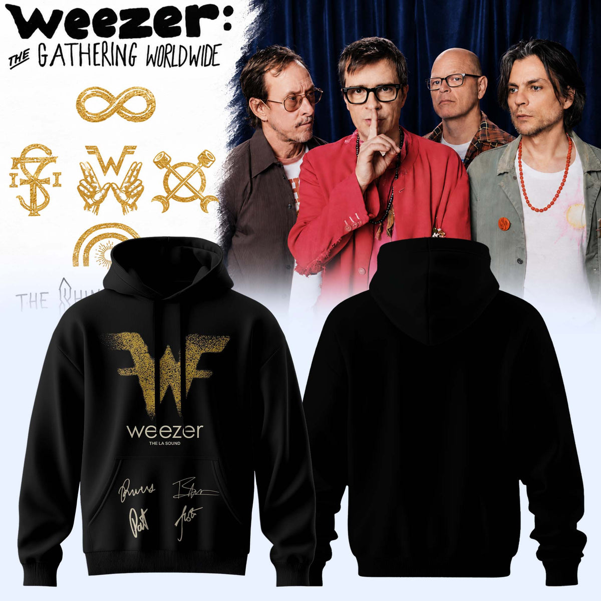 Weezer Merch Pinkerton Starry Night Tour Signature Hoodie Unique Fan Gifts - Foxy23shop