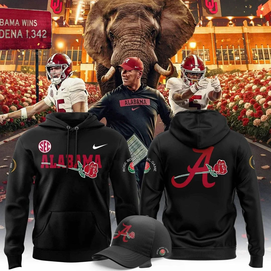 Alabama Crimson Tide 2026 Rose Bowl Game Hoodie Alabama Crimson Tide Merch - Foxy23shop