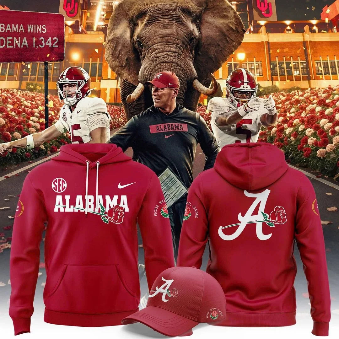 Alabama Crimson Tide 2026 Rose Bowl Game Hoodie Alabama Crimson Tide Apparel - Foxy23shop