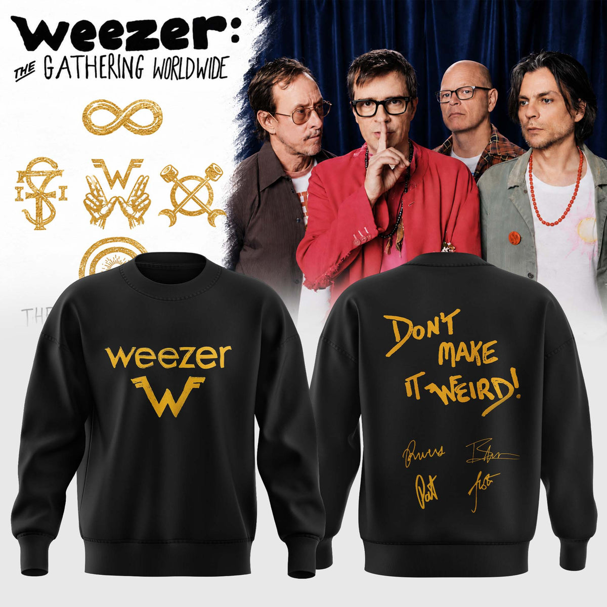 Weezer Merch The Gathering Worldwide Tour Signed Sweatshirt Gifts For Weezer Fans - Foxy23shop