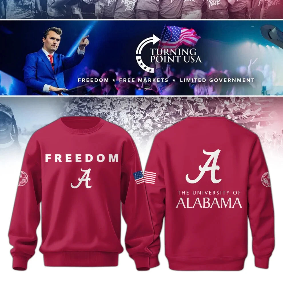 Alabama Crimson Tide x Turning Point USA Sweatshirt Charlie Kirk Freedom Apparel Gifts For Fans - Foxy23shop