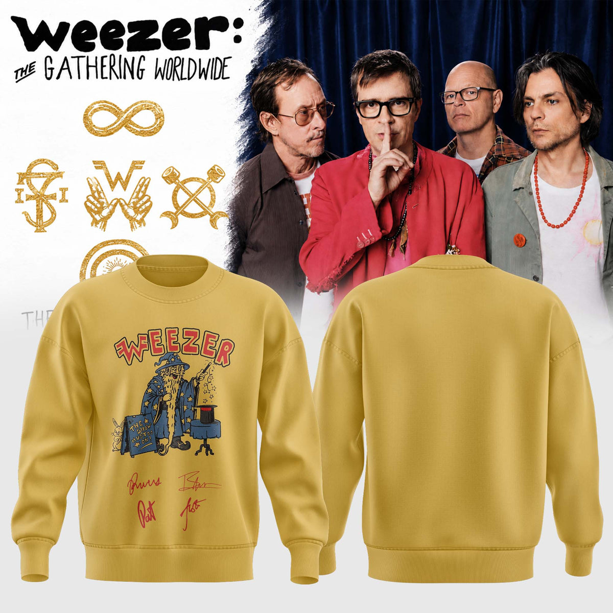 Weezer Merch The Gathering Worldwide Tour Signature Sweatshirt Best Gifts For Fans - Foxy23shop
