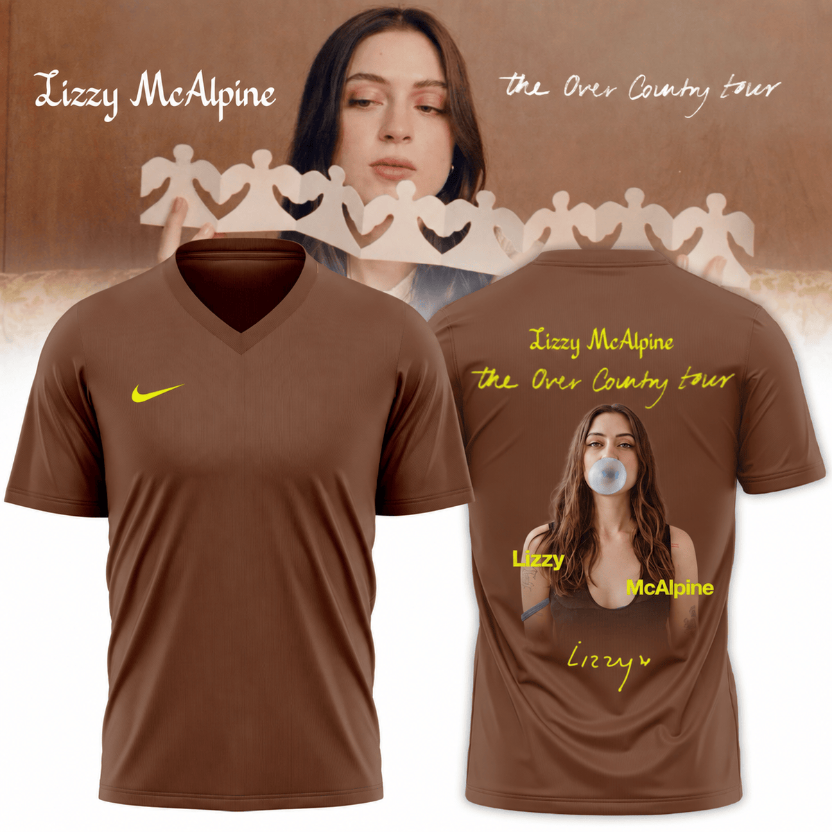 Lizzy McAlpine Merch The Over Country Tour 2026 V-Neck Shirt Music Lovers Gifts - Foxy23shop