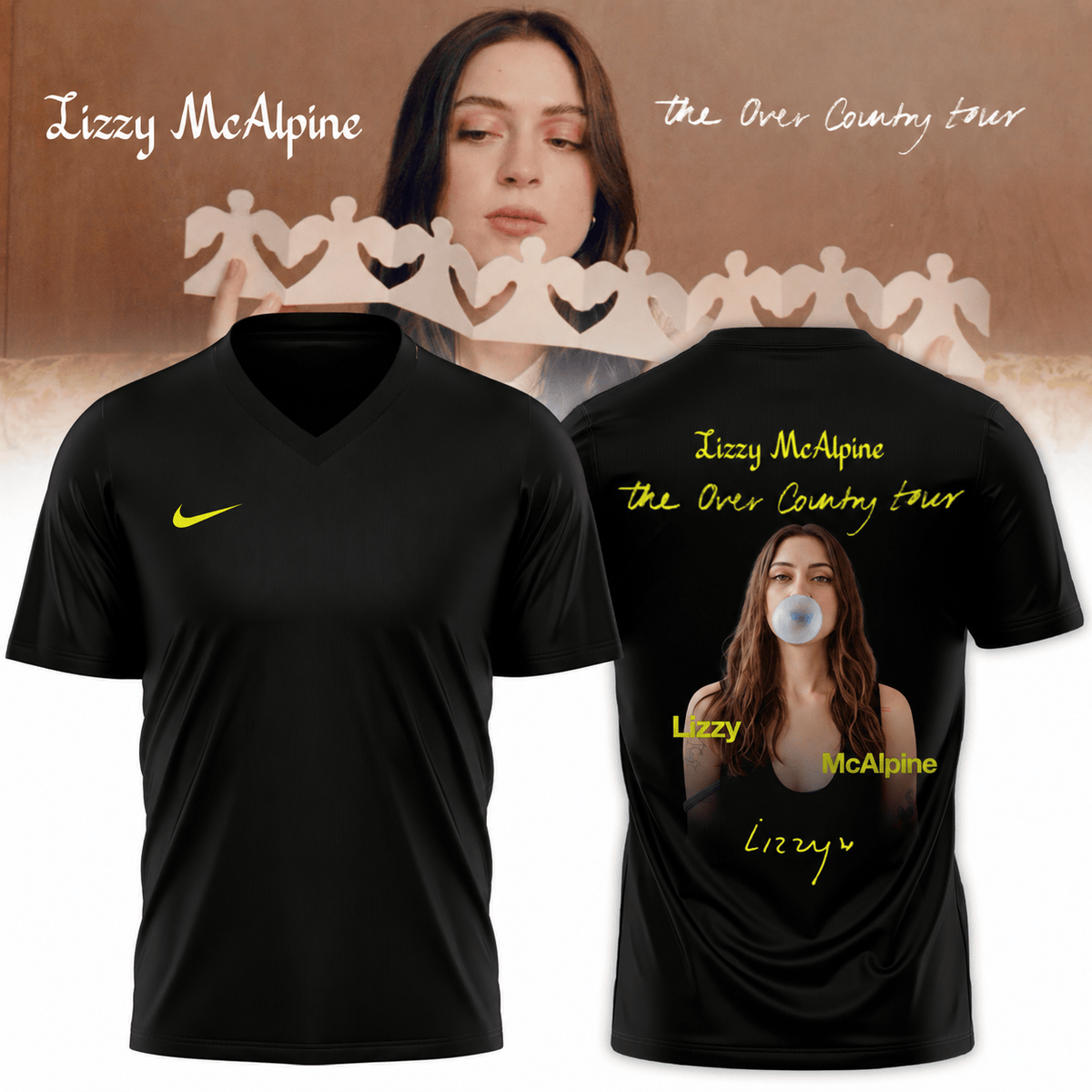 Lizzy McAlpine Merch The Over Country Tour 2026 V-Neck Shirt Music Lover Gifts - Foxy23shop