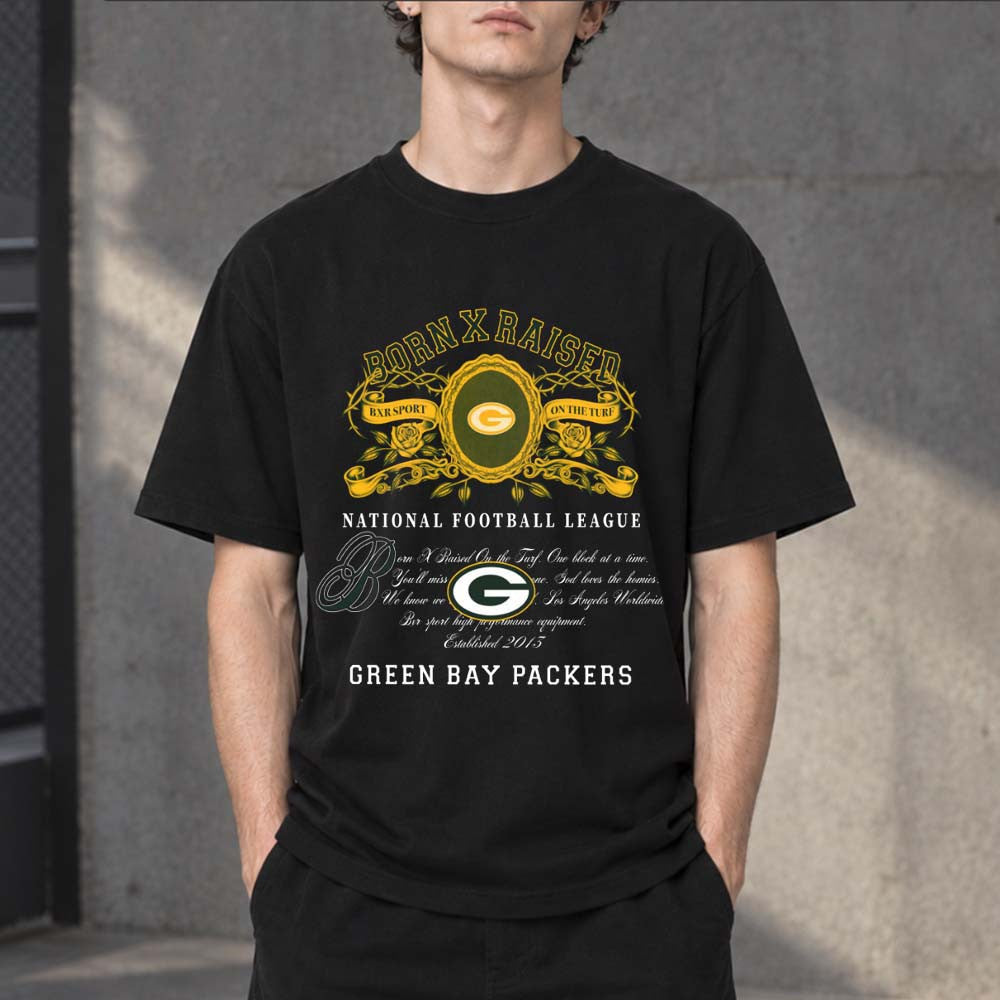 BornxRaised X National Football League Green Bay Packers T-Shirt Unique Gift For Packers Fans - Foxy23shop