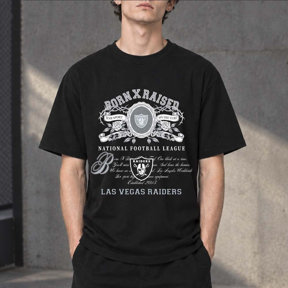 BornxRaised X National Football League Las Vegas Raiders T-Shirt Gifts For Raiders Fans - Foxy23shop
