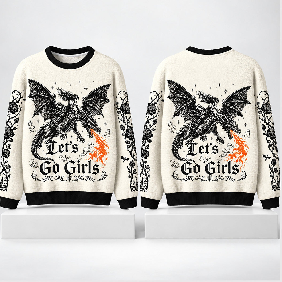 Dragon Lets Go Girls Christmas 2026 Ugly Sweater Winter Clothing Xmas Gifts For BFF - Foxy23shop