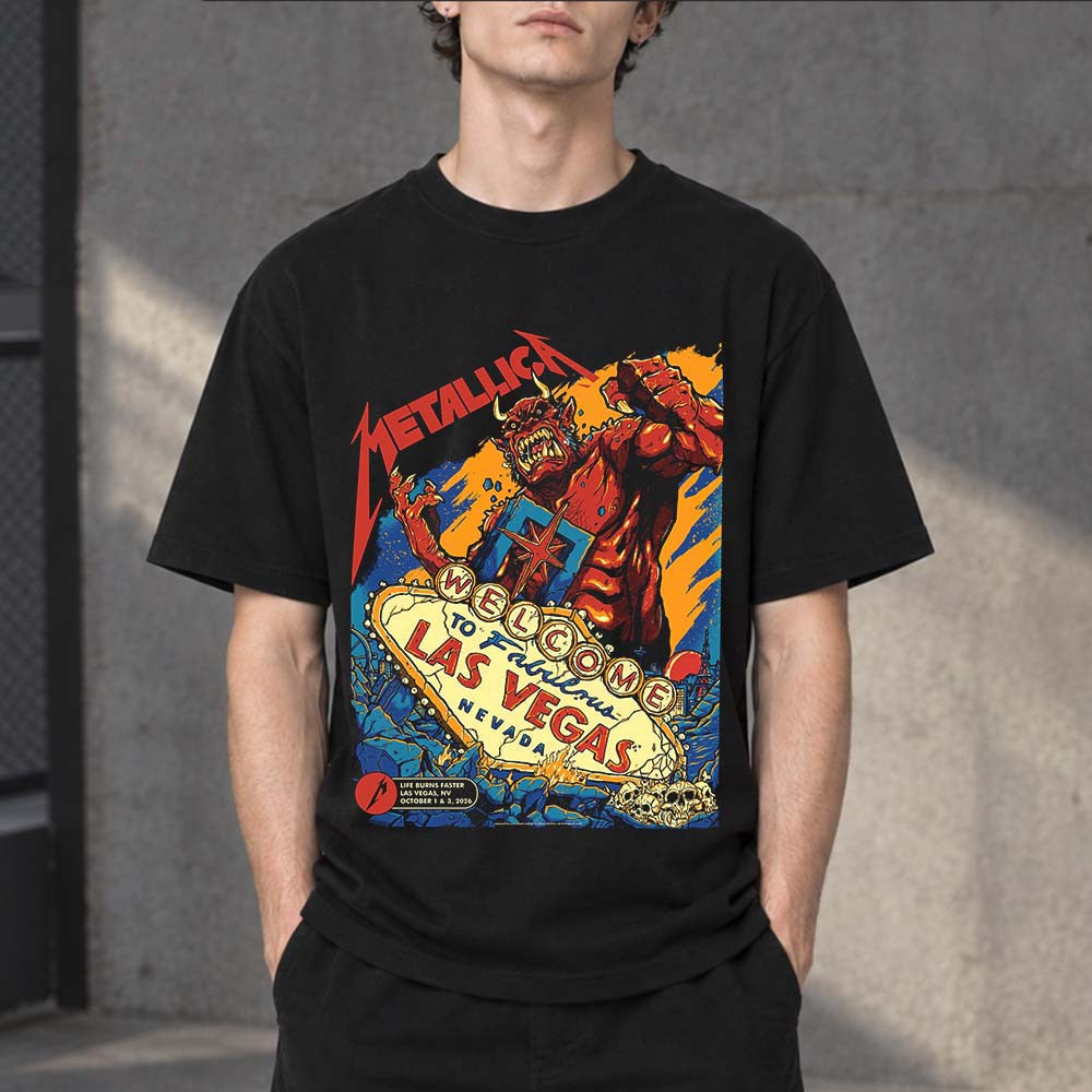 Metallica Life Burns Faster Las Vegas NV 2026 Poster T-Shirt Metallica Clothing Fans Gift - Foxy23shop