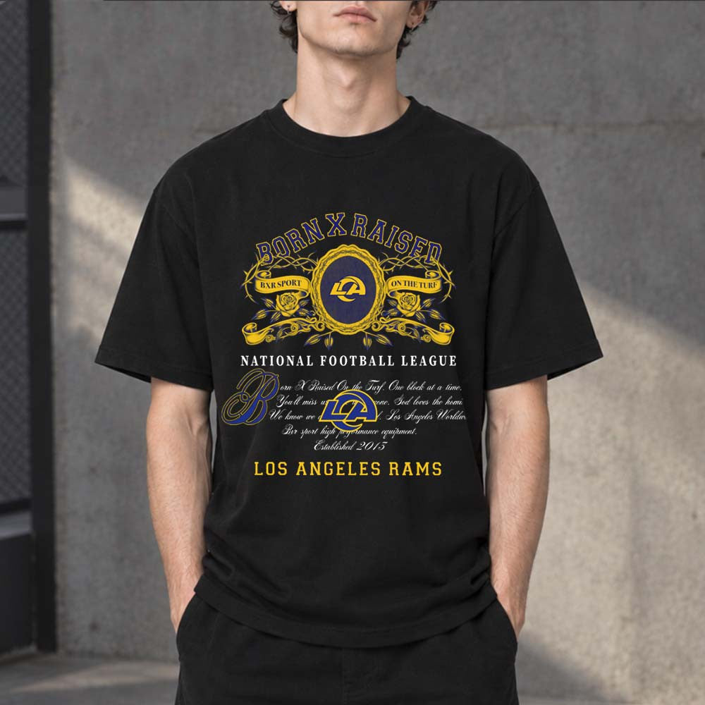 BornxRaised X National Football League Los Angeles Rams T-Shirt Best Gifts For Ramily - Foxy23shop