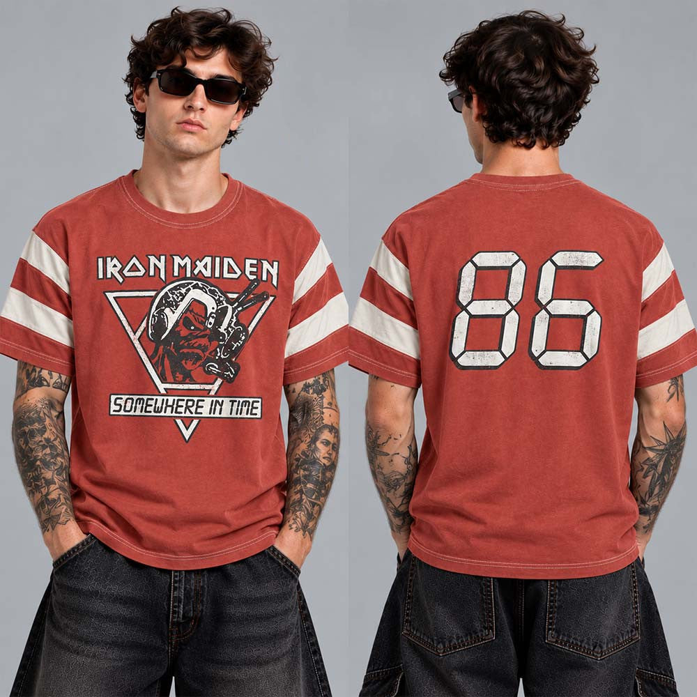 Iron Maiden Merch Somewhere In Time 40th Anniversary Collection Vintage 86 Red T-Shirt Iron Maiden Fans Gifts - Foxy23shop