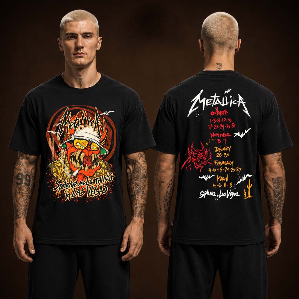 Metallica Las Vegas At Sphere And Loathing Black T-Shirt Gift Ideas For Metallica Lovers - Foxy23shop