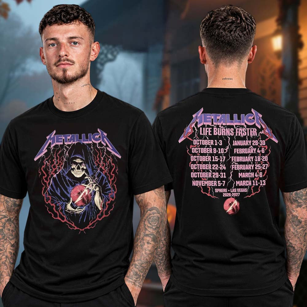 Metallica Merch Las Vegas 2026 Sphere Pop Up Shop Residency Dateback T-Shirt Gifts For Metallica Lovers - Foxy23shop