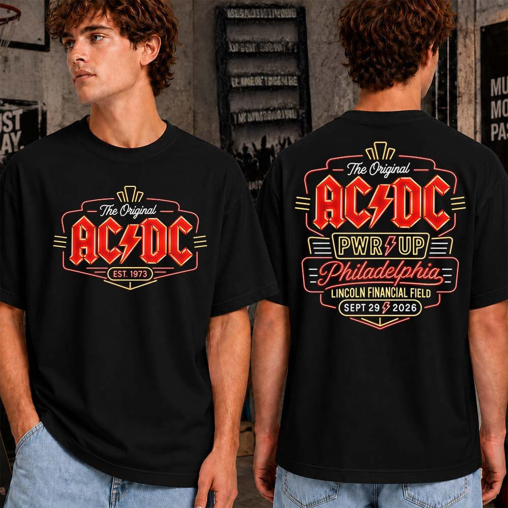 AC DC Pwr Up Tour Philadelphia PA 2026 Event Black T-Shirt AC DC Merch Rock Lover Gifts - Foxy23shop
