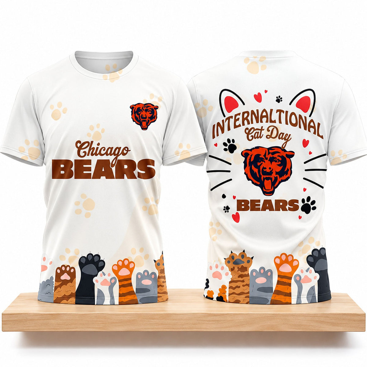 Chicago Bears Merch 2026 NFL International Cat Day 2026 Shirt Gifts For Bears Fans - Foxy23shop