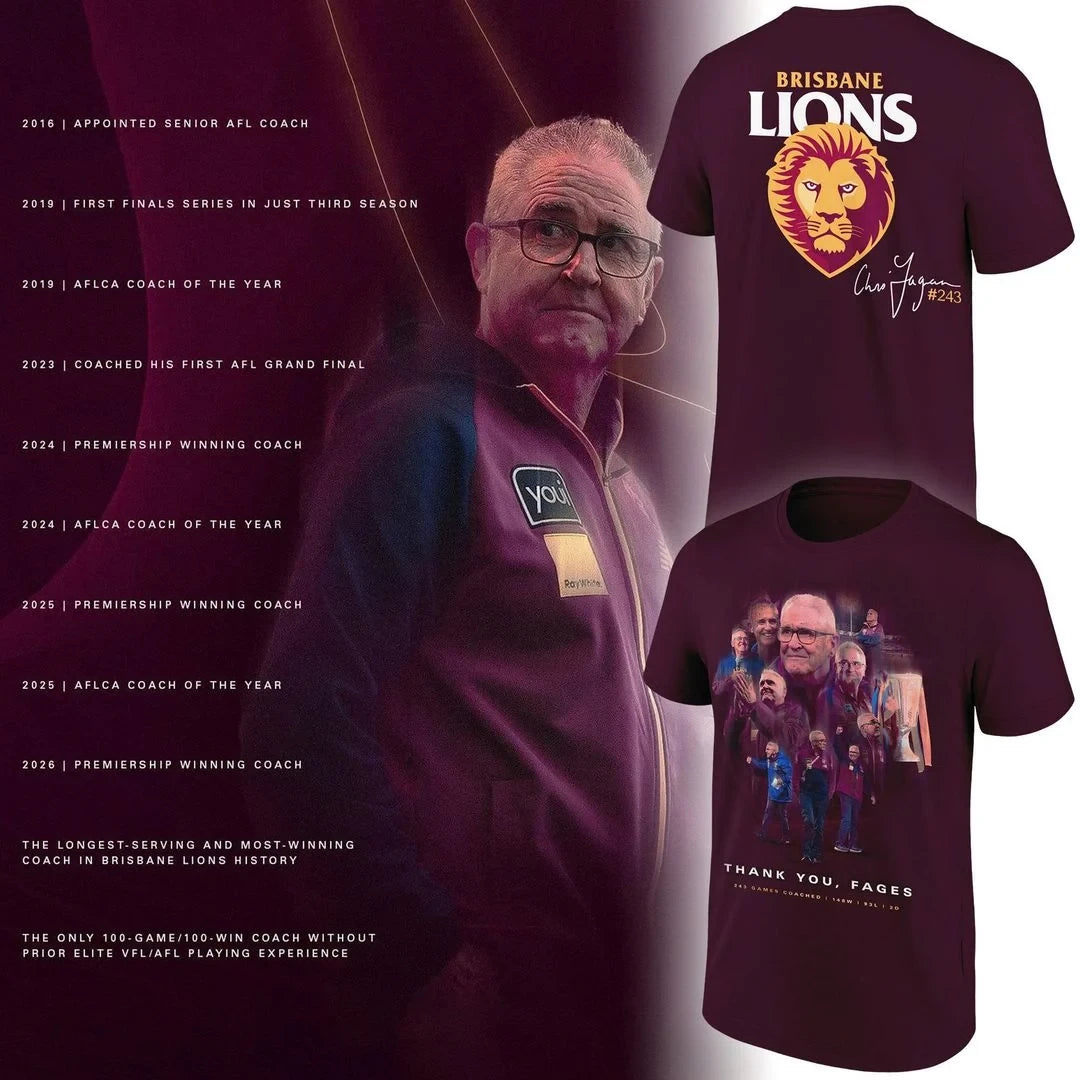 Brisbane Lions Mech Thank You Fages Signed T-Shirt Brisbane Lions Gear Gifts For Fans - Foxy23shop