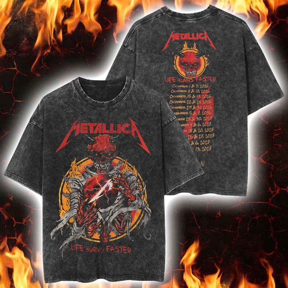 Metallica Merch Life Burns Faster 2026 2027 Las Vegas T-Shirt Metallica Lover Gift Ideas - Foxy23shop