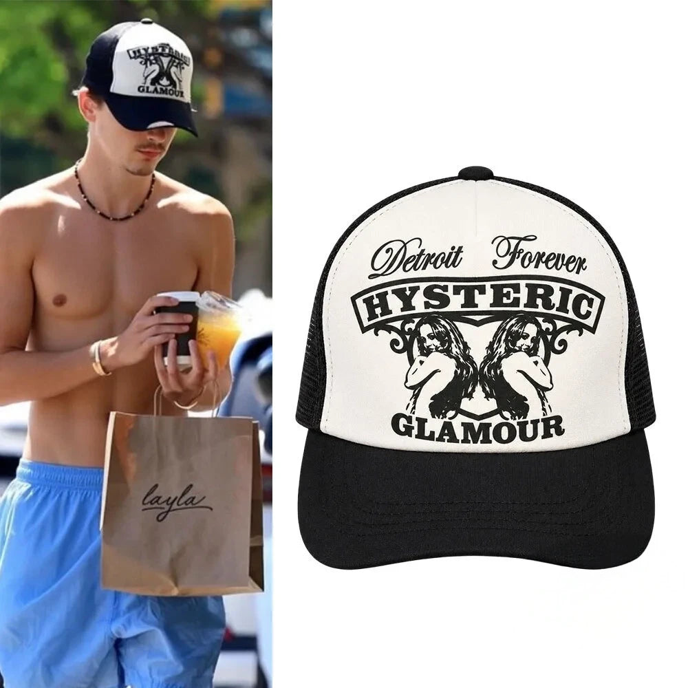 Timothee Chalamet Shirtless Hysteric Glamour Detroit Forever Trucker Hat Gifts For Timothee Chalamet Lovers - Foxy23shop