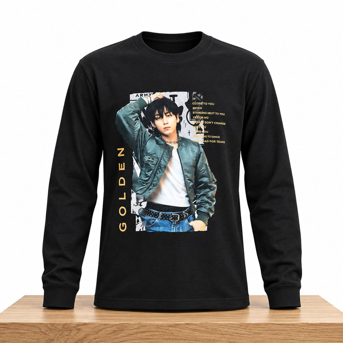 BTS Merch Jin Wearing Jungkook Golden Long Sleeve Shirt Best Gift For Army - Foxy23shop