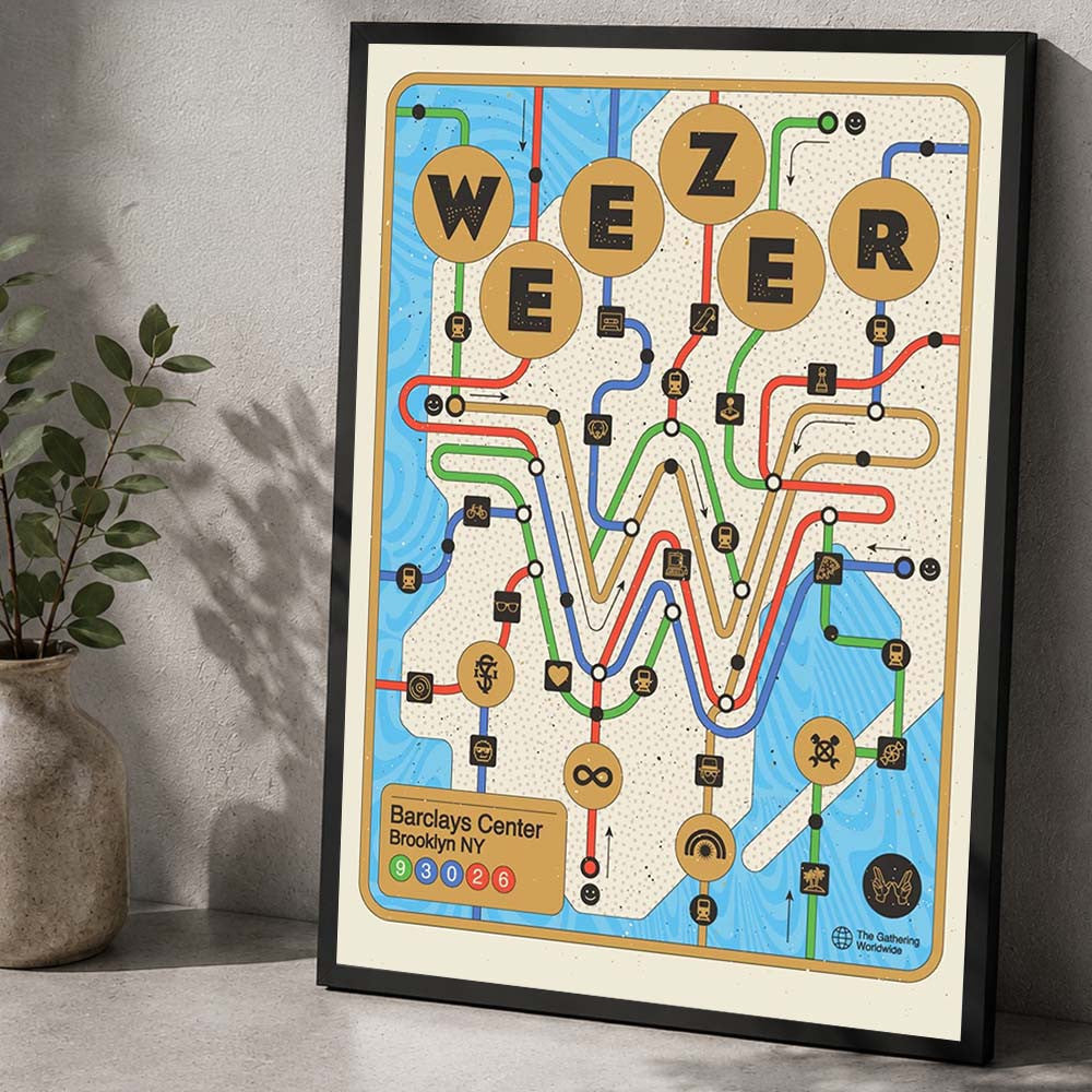 Weezer Brooklyn NY Event Poster Weezer Concert Poster Gifts For Rock Lovers - Foxy23shop