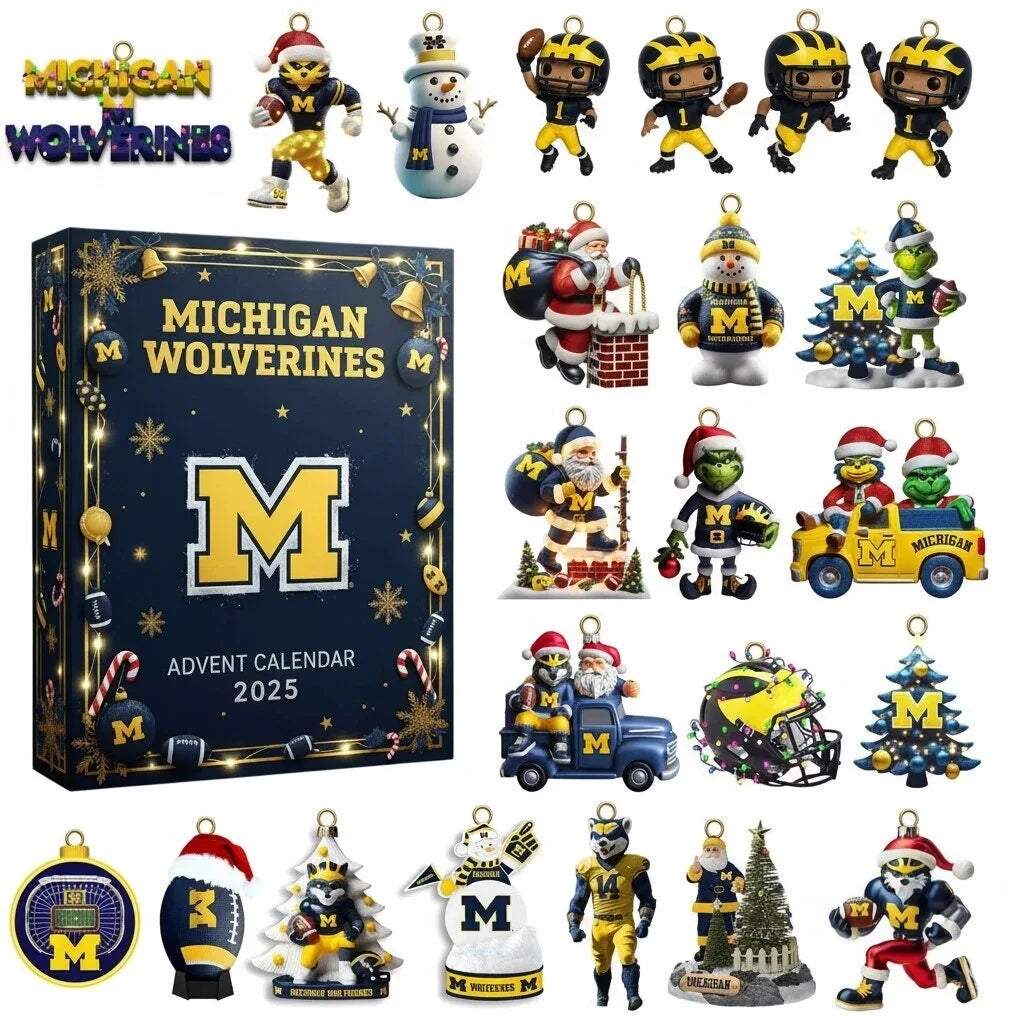 Michigan Wolverines 24 Day Advent Calendar Xmas Countdown Christmas Gifts For Fans - Foxy23shop