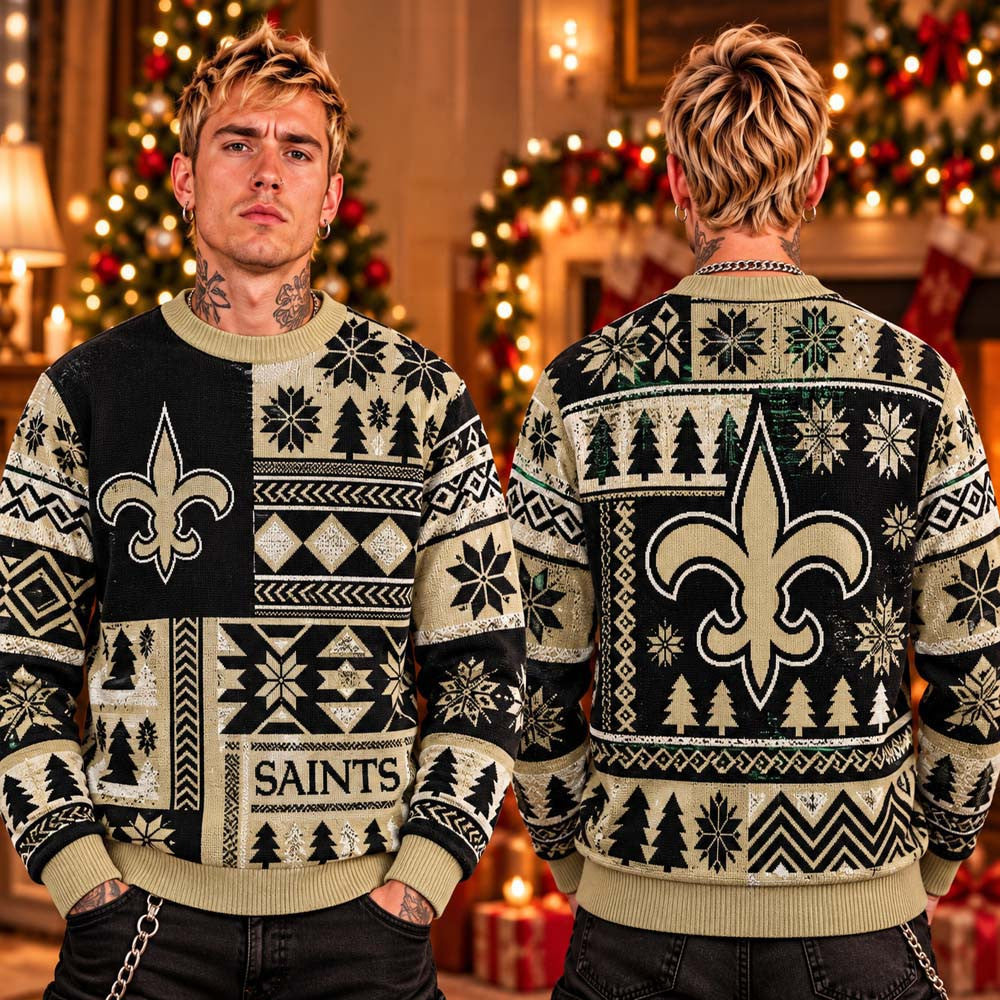 New Orleans Saints NFL 2026 Ugly Christmas Sweater New Orleans Saints Merch Who Dat Nation Gifts - Foxy23shop