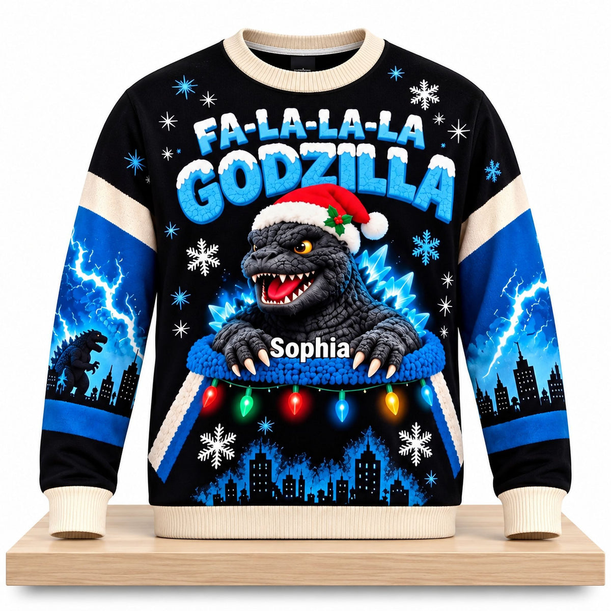 Personalized Fa La La La Godzilla Christmas Ugly Sweater 2026 Xmas Clothing Gifts For ff - Foxy23shop