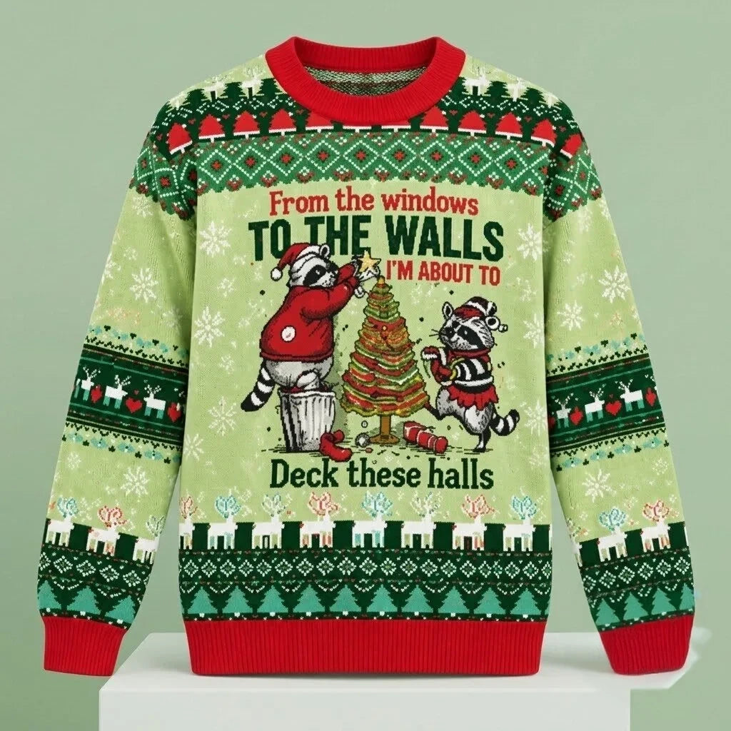From The Windows To The Walls Deck These Halls Christmas Ugly Sweater Xmas Gifts For BFF - Foxy23shop