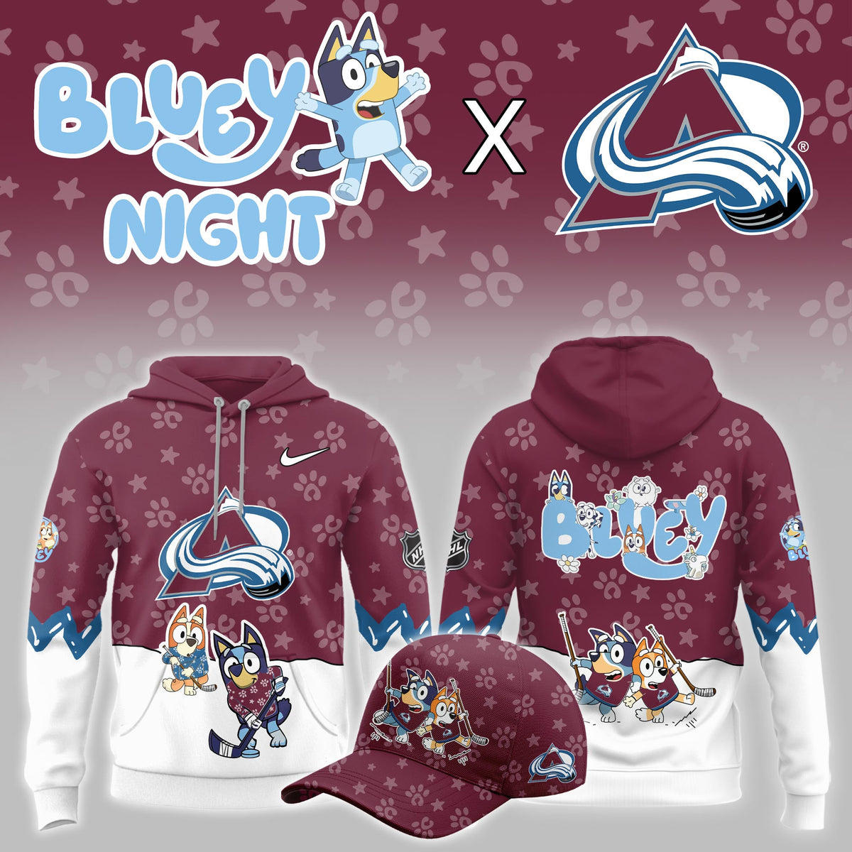 Colorado Avalanche 2026 NHL Bluey Night Hoodie Presents Idea For Colorado Avalanche Fans - Foxy23shop