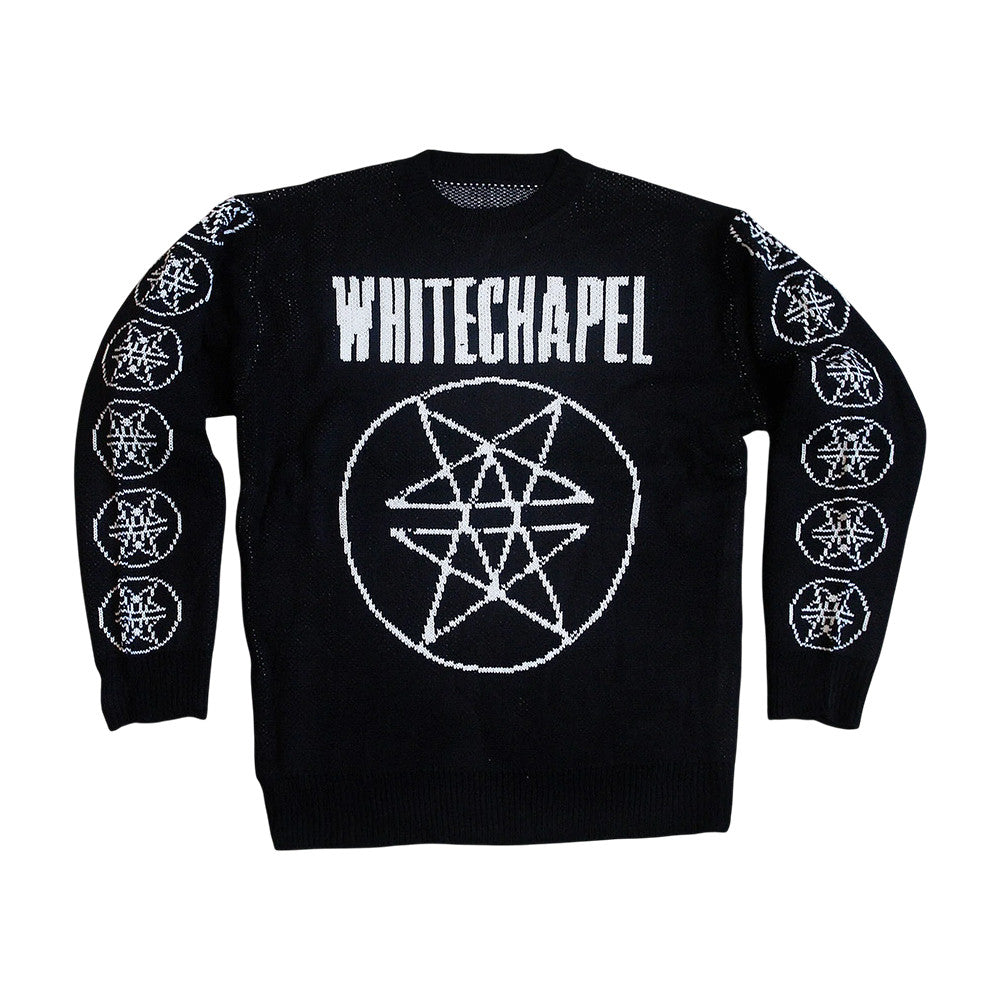Whitechapel Merch Double Pentagram Ugly Woven Sweatshirt Whitechapel Apparel - Foxy23shop